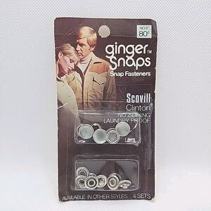 Vintage Western Ginger Snaps White Fasteners 4sets In Package 3/8" Perle Snap